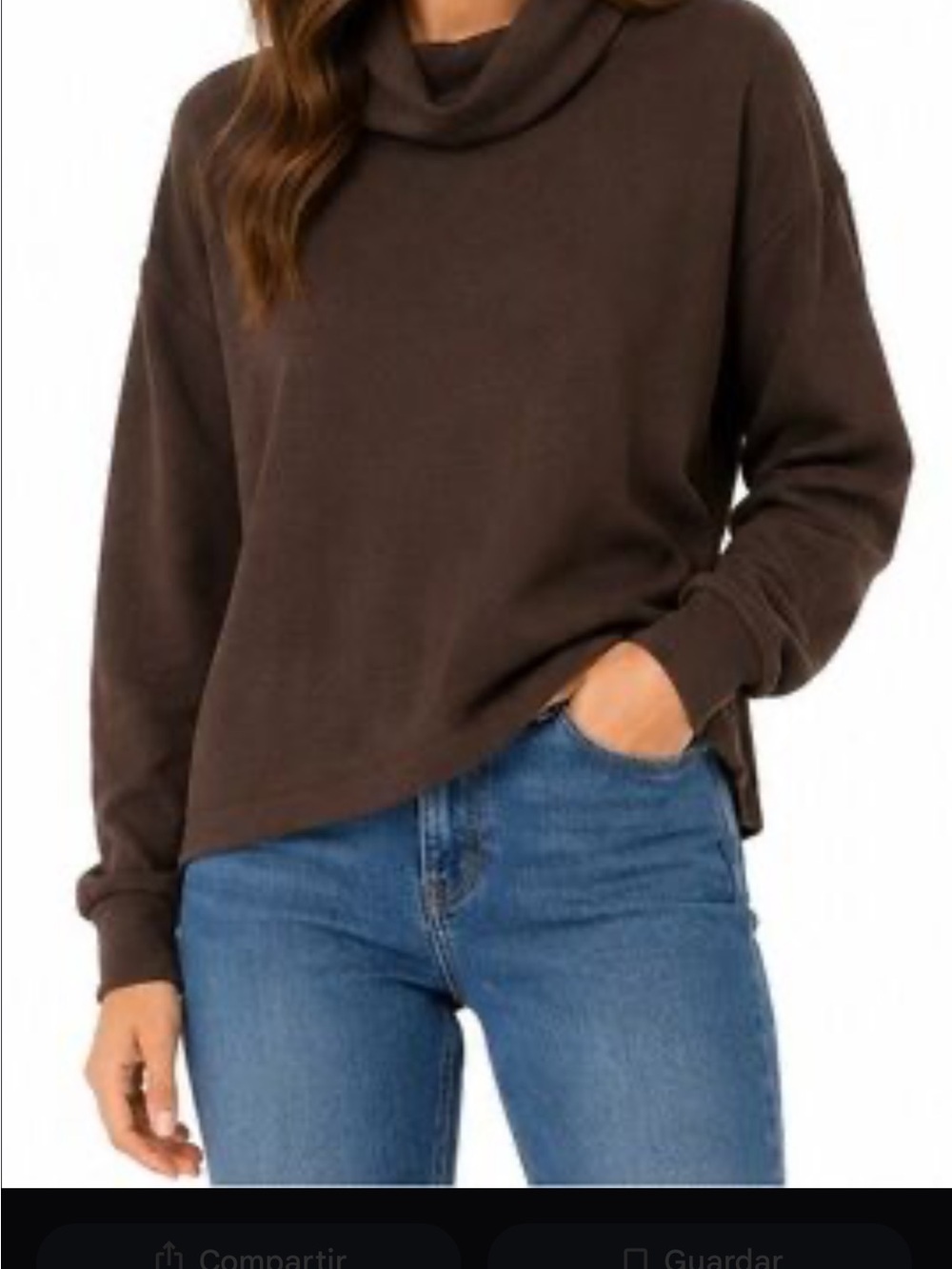 Cozy Brown Cowl-Neck Pullover Sweatshirt
